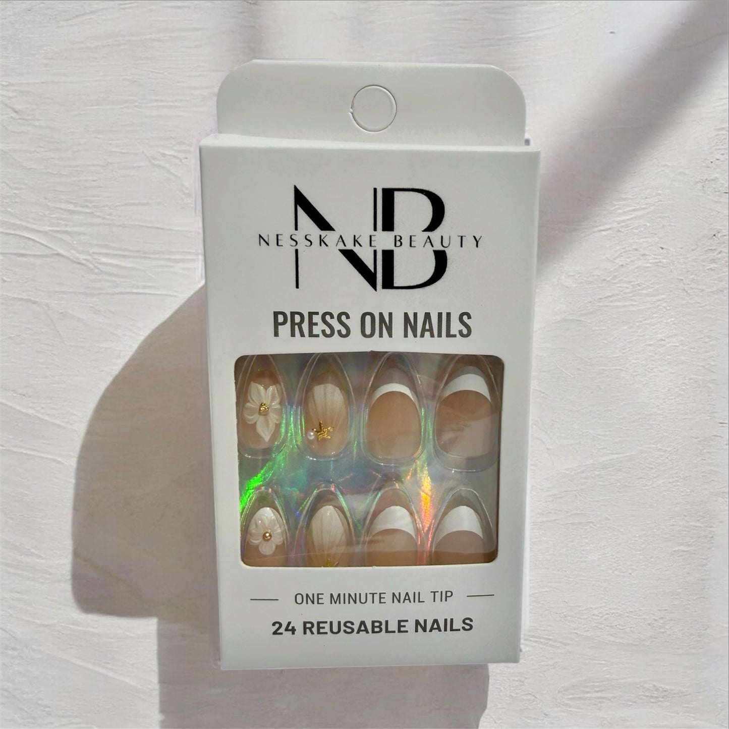 WHITE NUDE FRENCH, SEA SHELL 3D DESIGN & 3D FLOWER