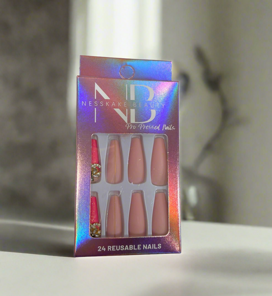 DESIGNER BLING HOT PINK & NUDE SET